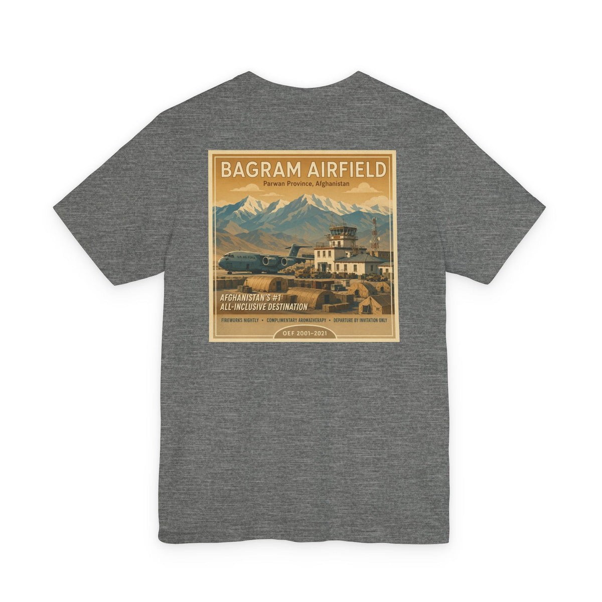K-Factor Supply Co Bagram Travel (Back Print) T-Shirt