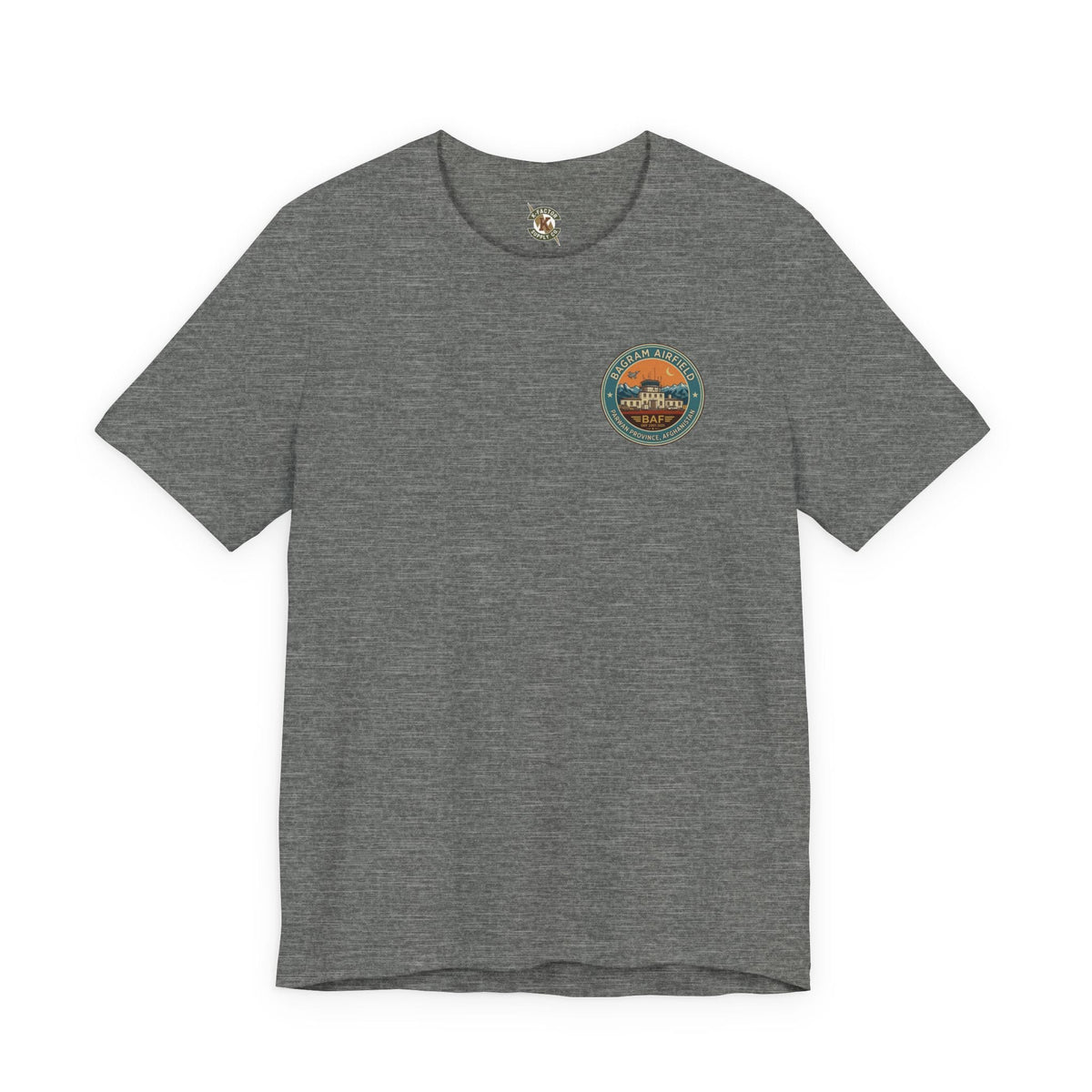 K-Factor Supply Co Bagram Travel (Back Print) T-Shirt Deep Heather / S