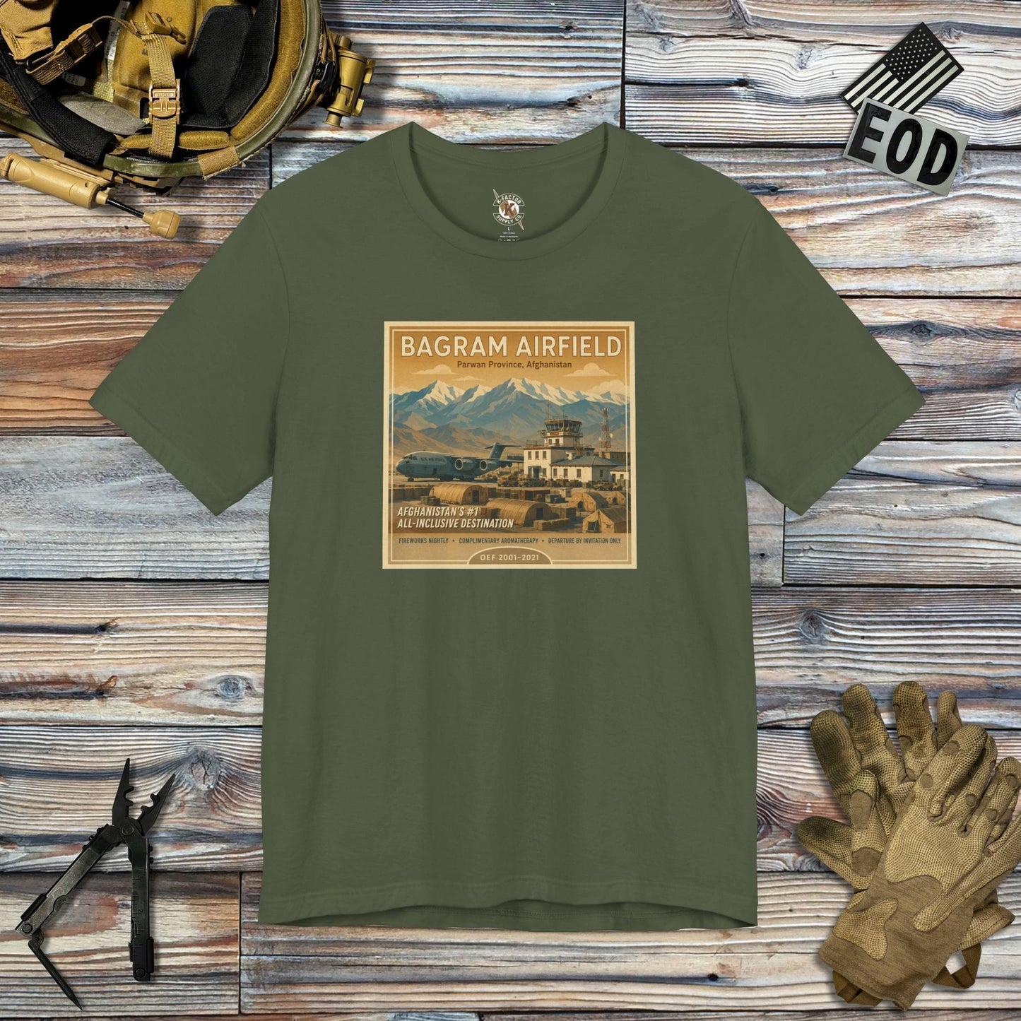 K-Factor Supply Co Bagram Travel T-Shirt Military Green / S