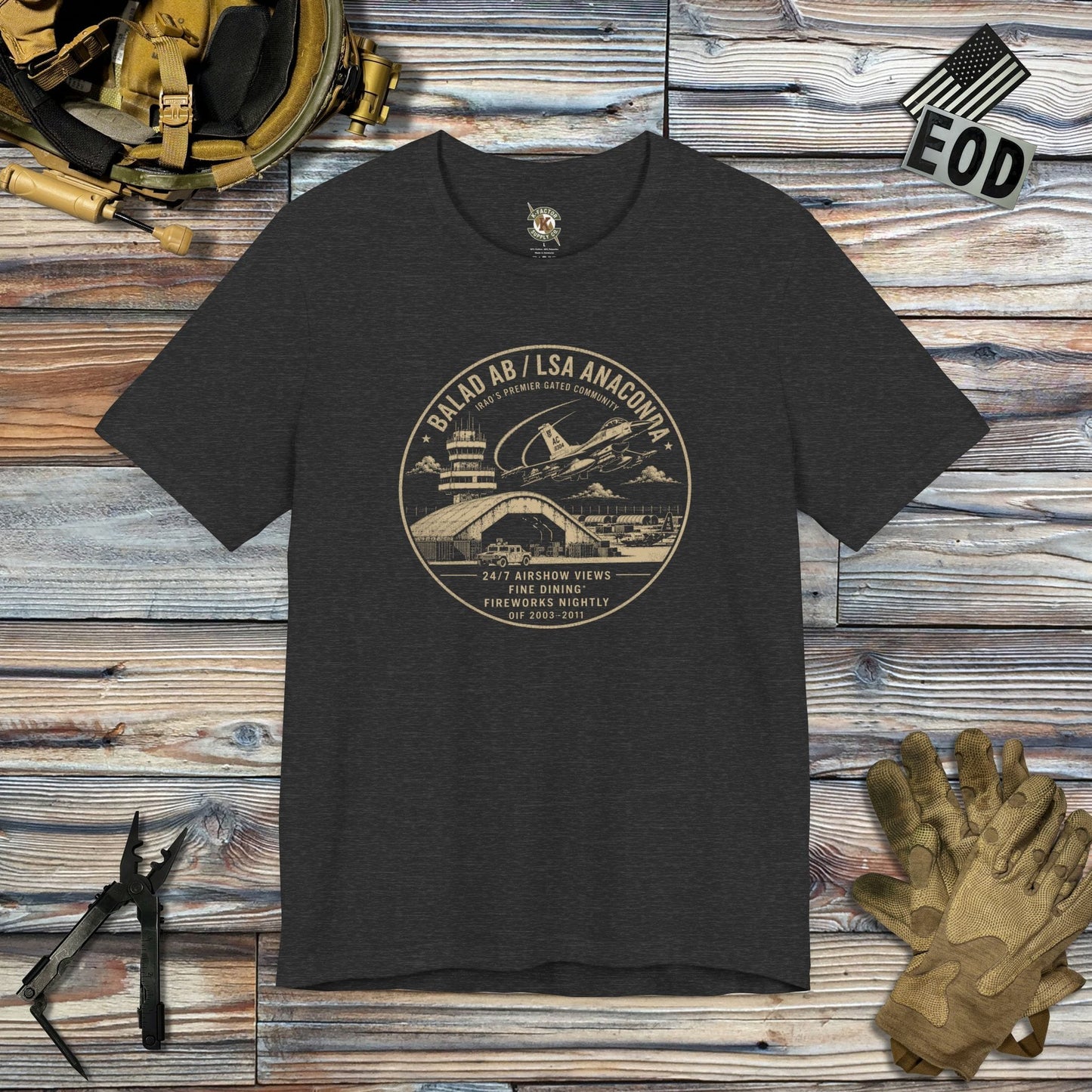 K-Factor Supply Co Balad LSAA Gated Community T-Shirt Dark Grey Heather / S