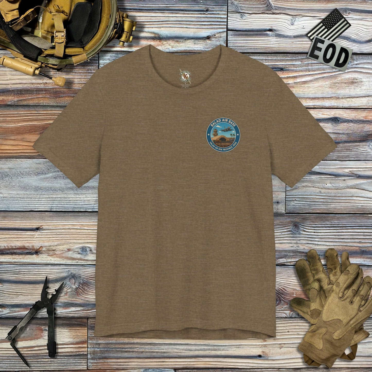 K-Factor Supply Co Balad Travel (Back Print) T-Shirt Heather Olive / S