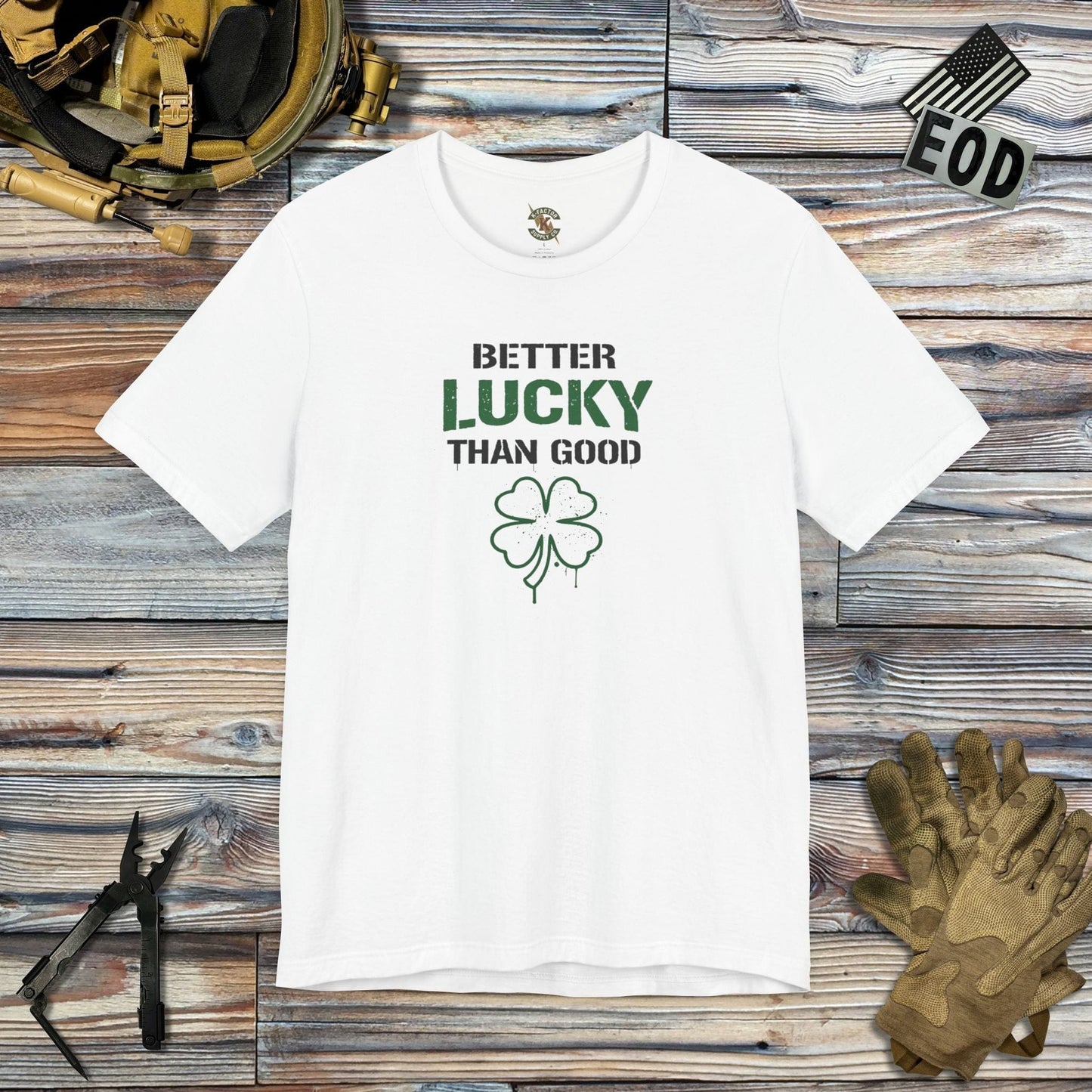 K-Factor Supply Co Better Lucky Than Good T-Shirt White / S