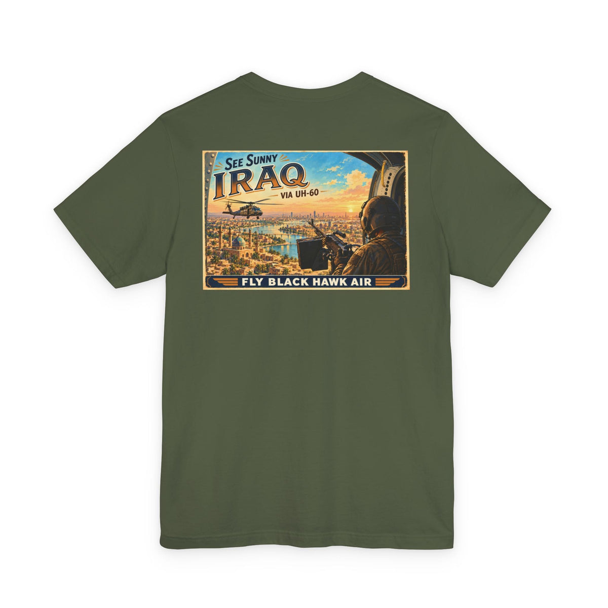 K-Factor Supply Co Black Hawk Air - Iraq (Back Print) T-Shirt