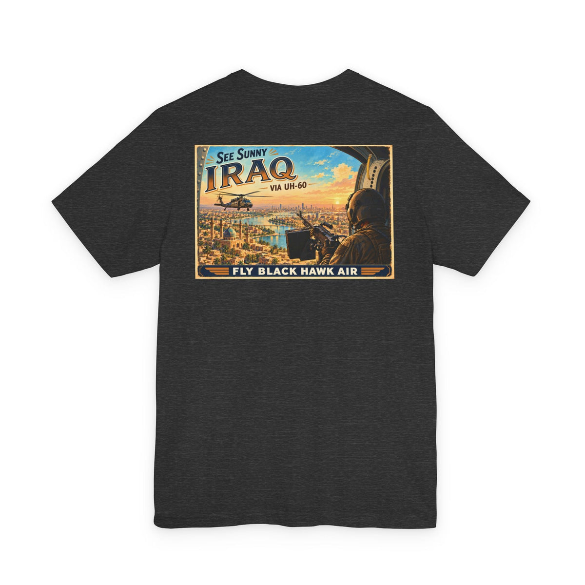 K-Factor Supply Co Black Hawk Air - Iraq (Back Print) T-Shirt