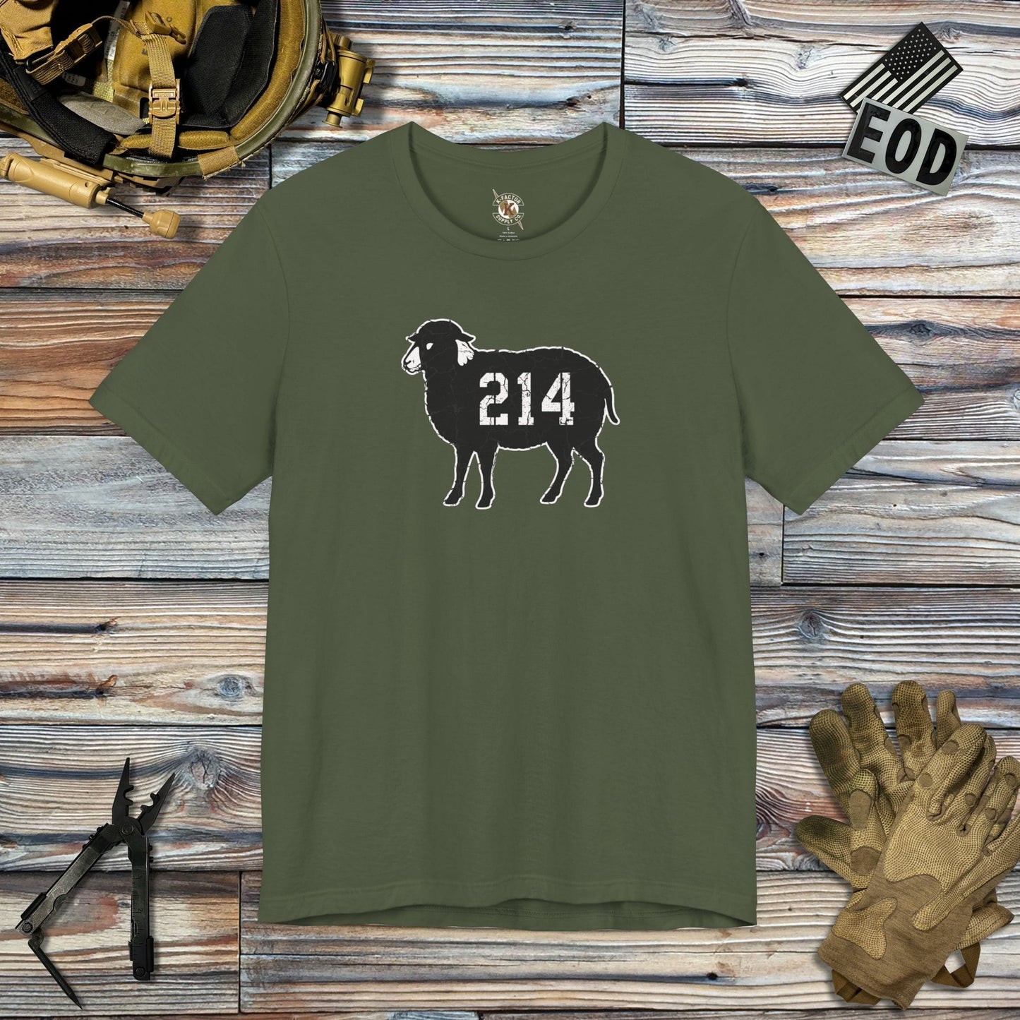 K-Factor Supply Co Black Sheep (Distressed) T-Shirt Military Green / S