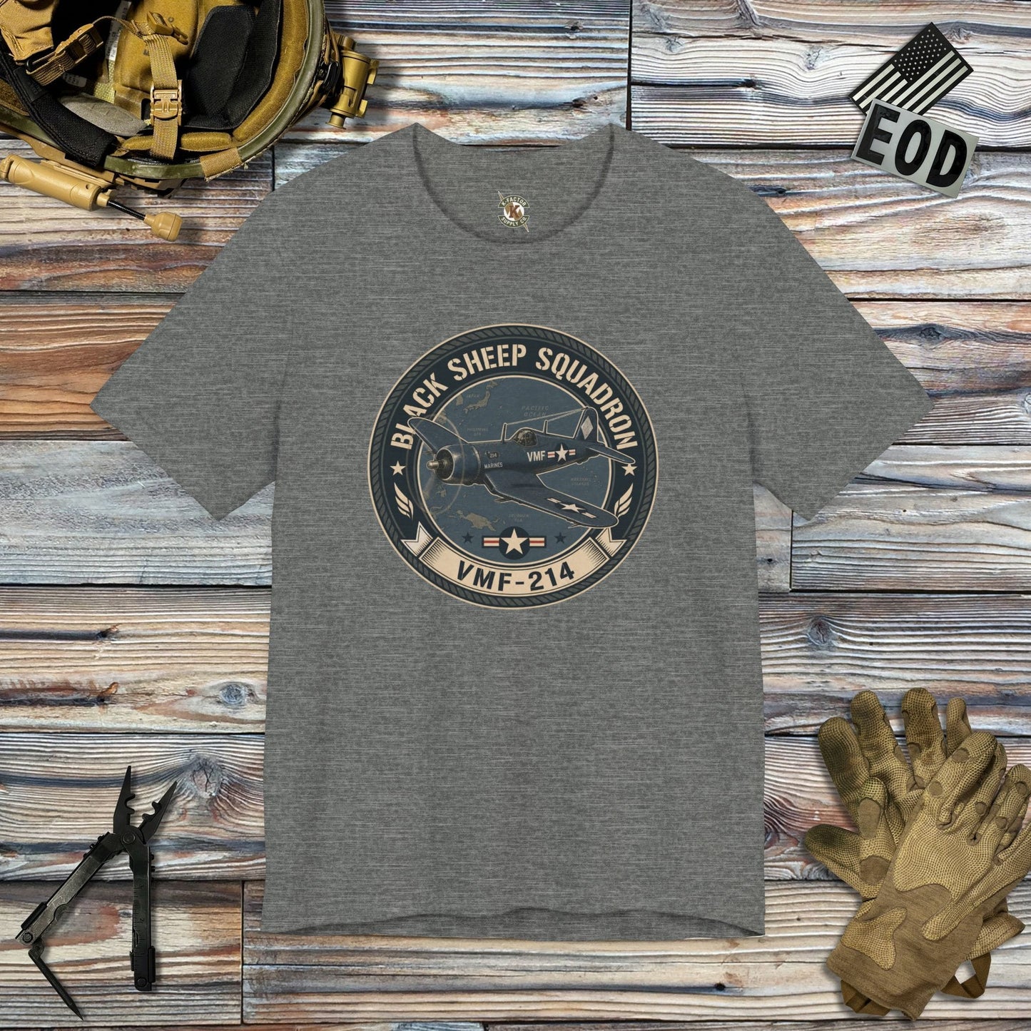 K-Factor Supply Co Black Sheep Squadron T-Shirt Deep Heather / S