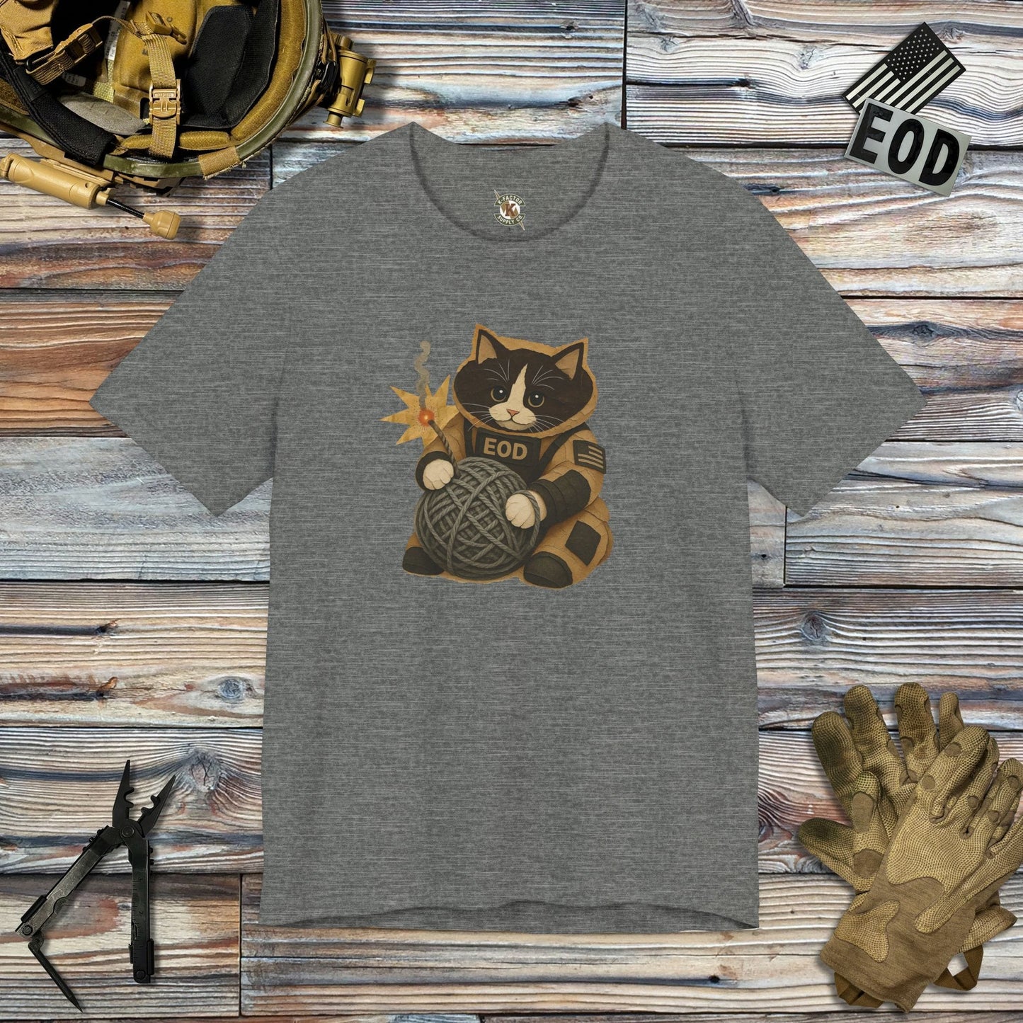 K-Factor Supply Co Bomb Suit Kitten - Tuxedo T-Shirt Deep Heather / S