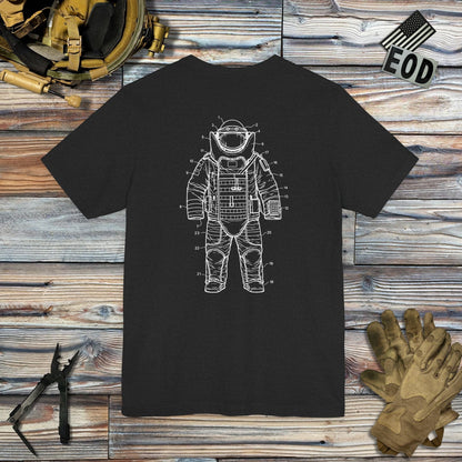 K-Factor Supply Co Bomb Suit Patent Drawing (Back Print) T-Shirt