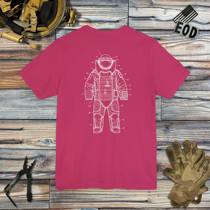 K-Factor Supply Co Bomb Suit Patent Drawing (Back Print) T-Shirt