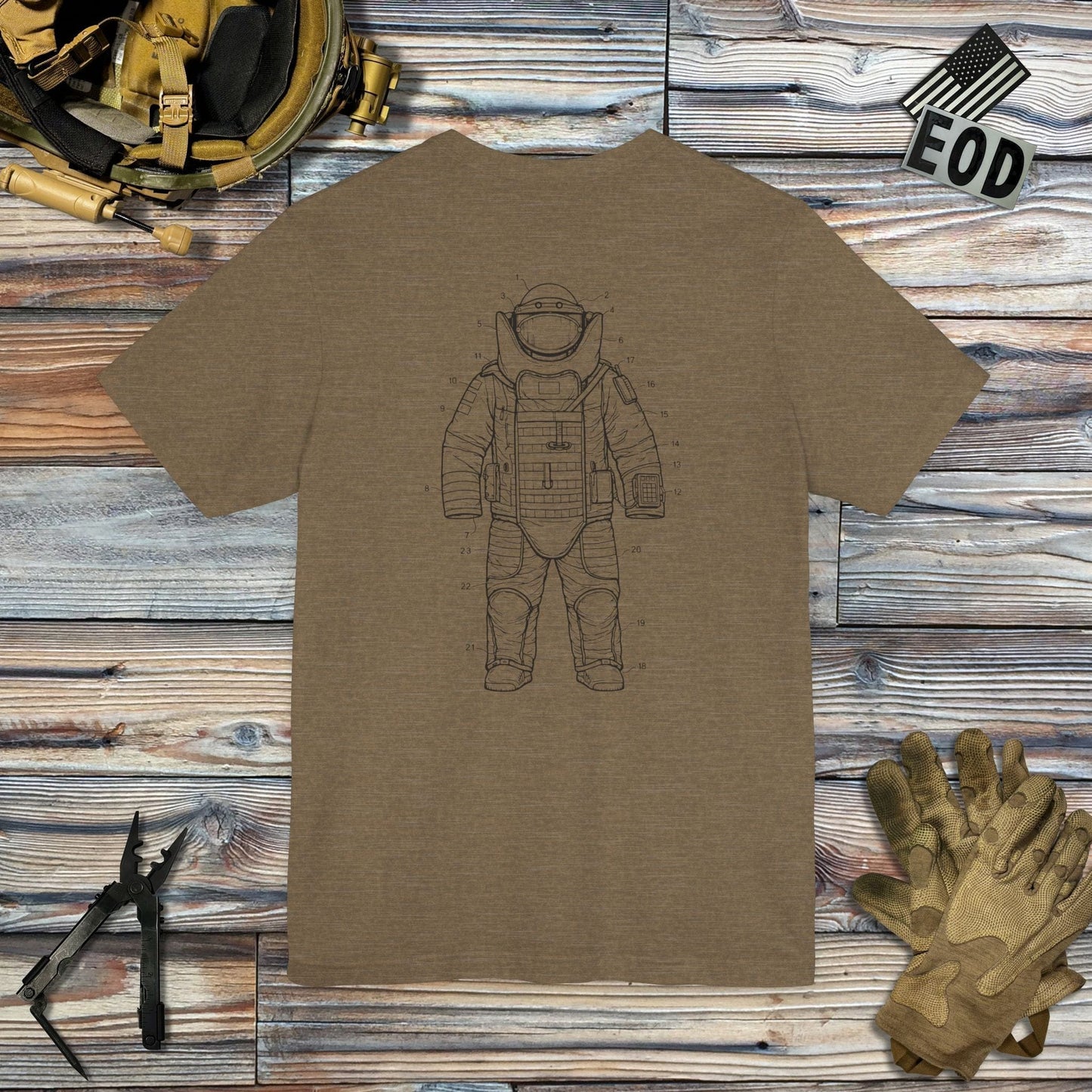 K-Factor Supply Co Bomb Suit Patent Drawing (Back Print) T-Shirt