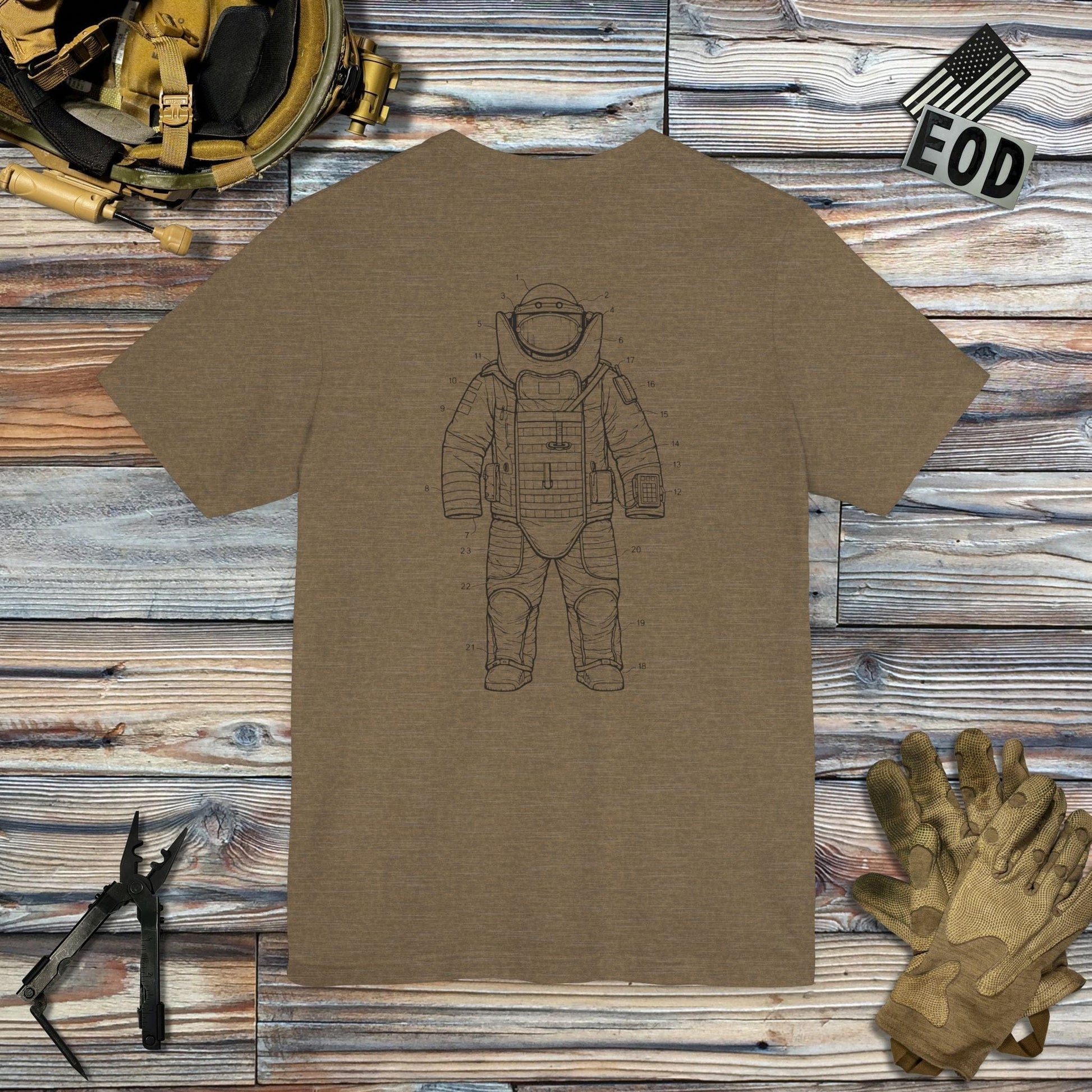 K-Factor Supply Co Bomb Suit Patent Drawing (Back Print) T-Shirt