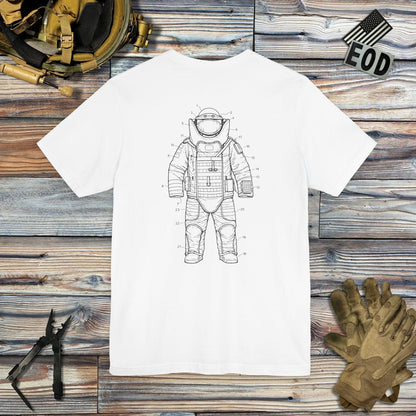 K-Factor Supply Co Bomb Suit Patent Drawing (Back Print) T-Shirt
