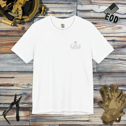 K-Factor Supply Co Bomb Suit Patent Drawing (Back Print) T-Shirt White / S