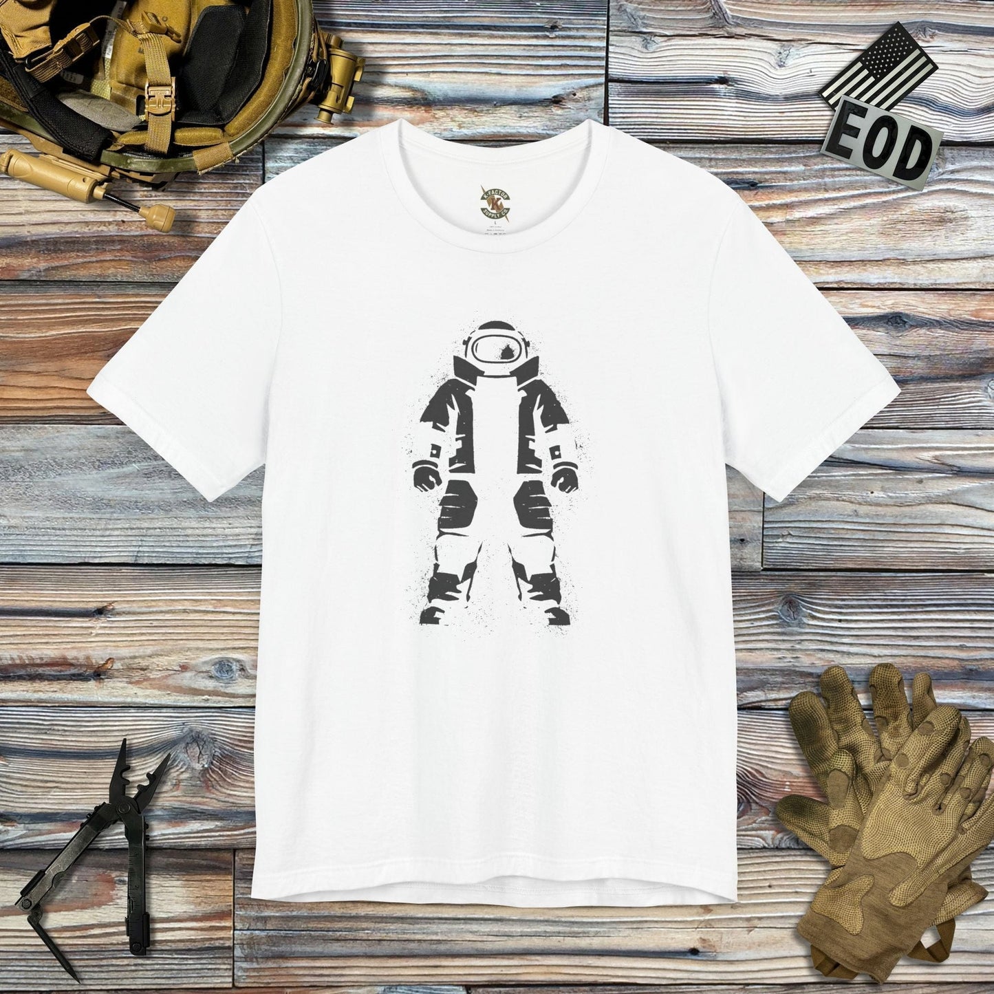 K-Factor Supply Co Bomb Suit Stencil T-Shirt White / S