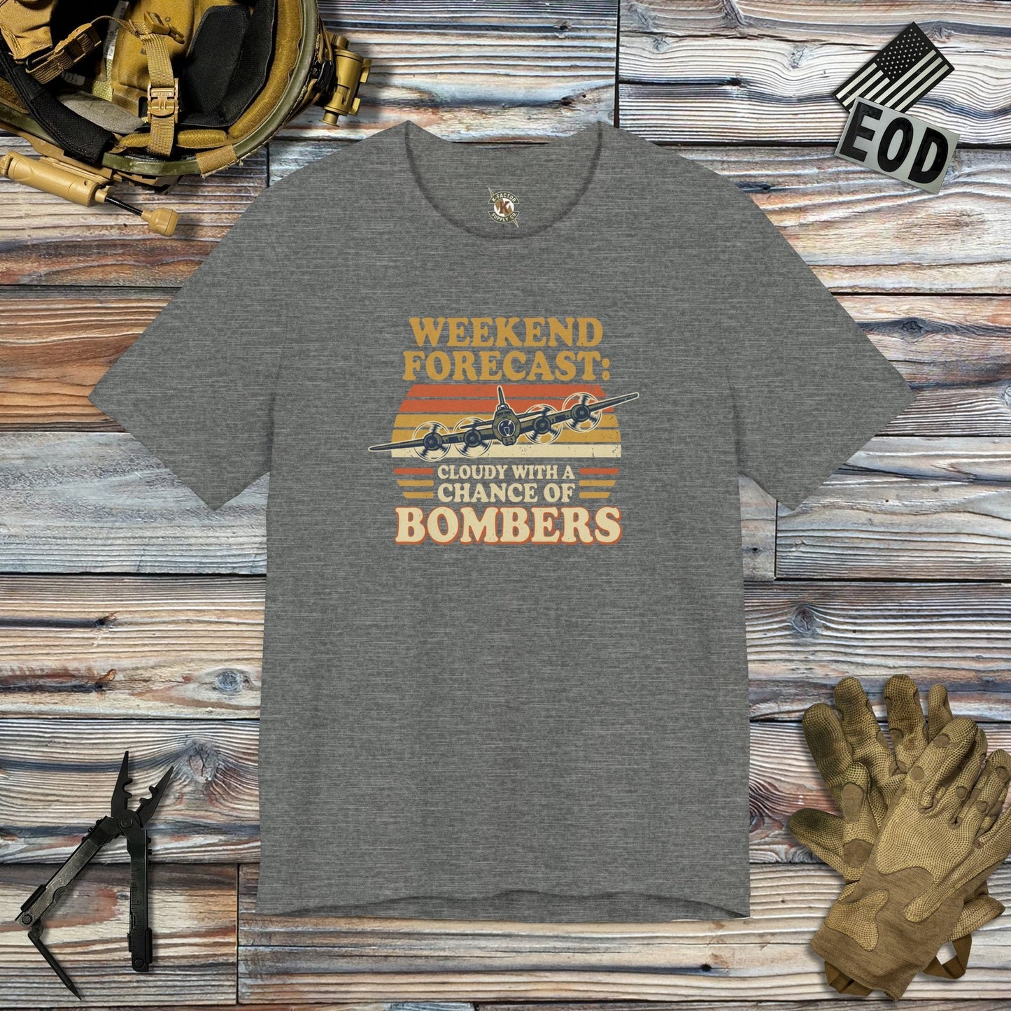 K-Factor Supply Co Bomber Forecast T-Shirt Deep Heather / S