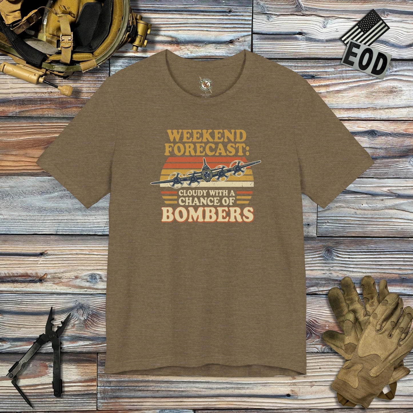 K-Factor Supply Co Bomber Forecast T-Shirt Heather Olive / S
