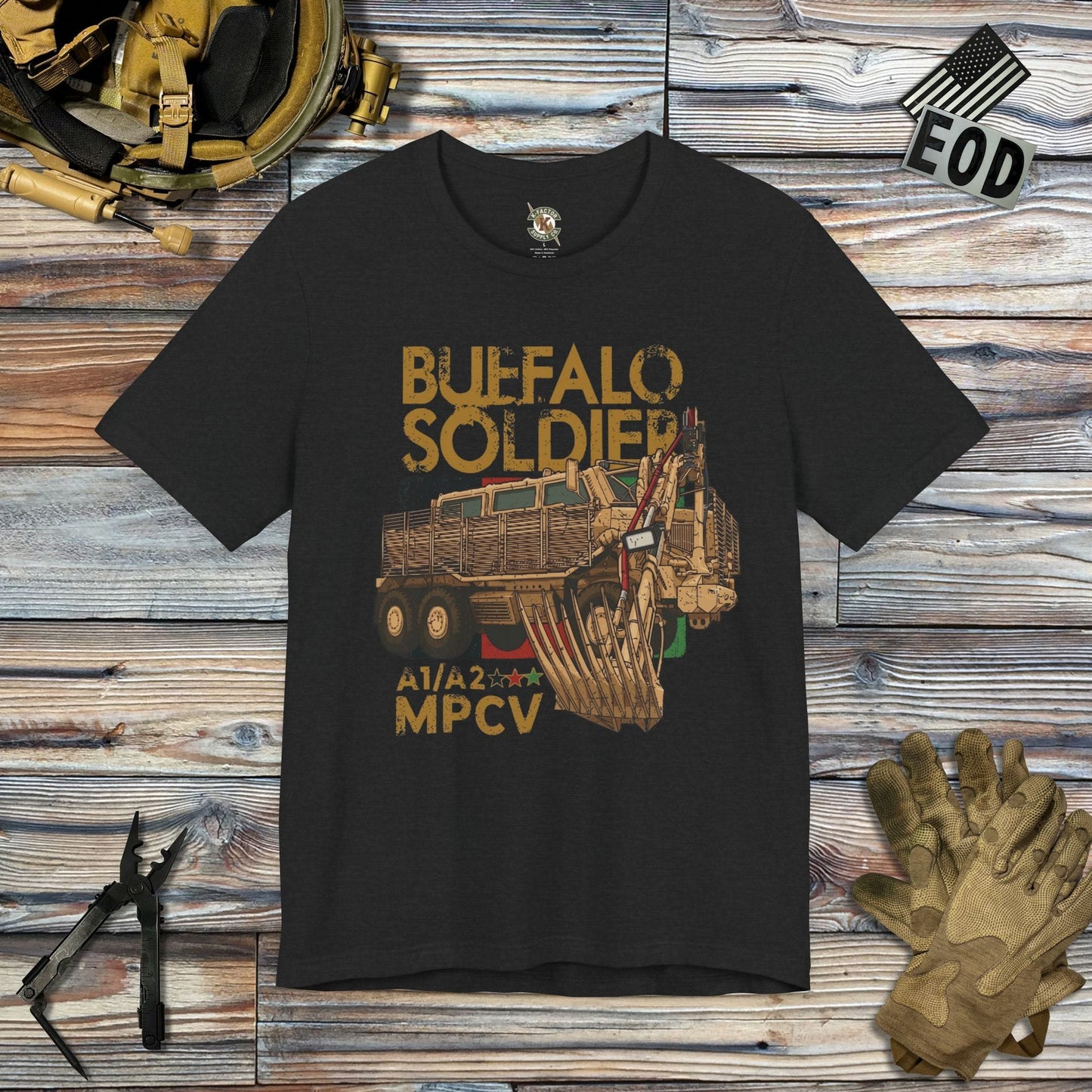 K-Factor Supply Co Buffalo Soldier T-Shirt Solid Black Blend / S