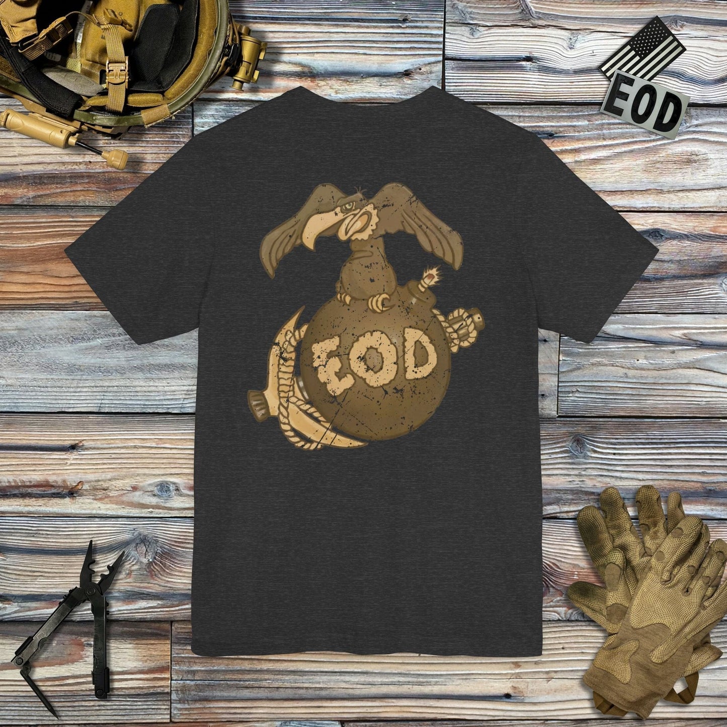 K-Factor Supply Co Buzzard Bomb and Pick (Back Print) T-Shirt Dark Grey Heather / S