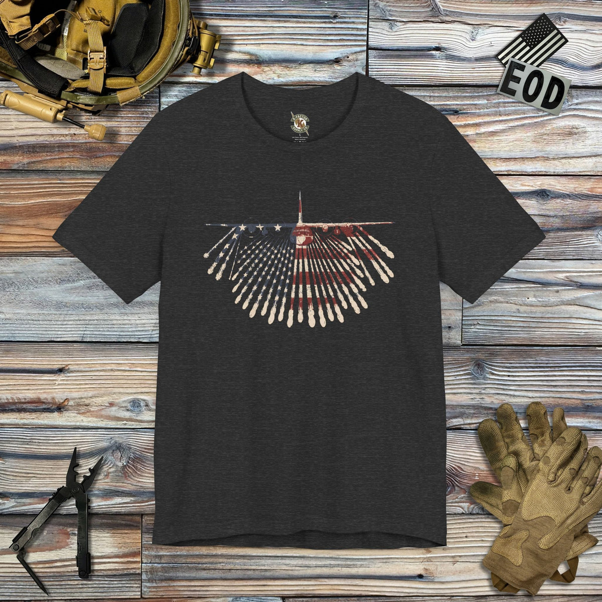 K-Factor Supply Co C-130 Flare Flag T-Shirt Dark Grey Heather / S