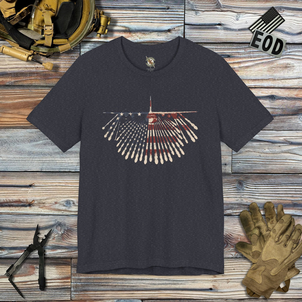 K-Factor Supply Co C-130 Flare Flag T-Shirt Heather Navy / S