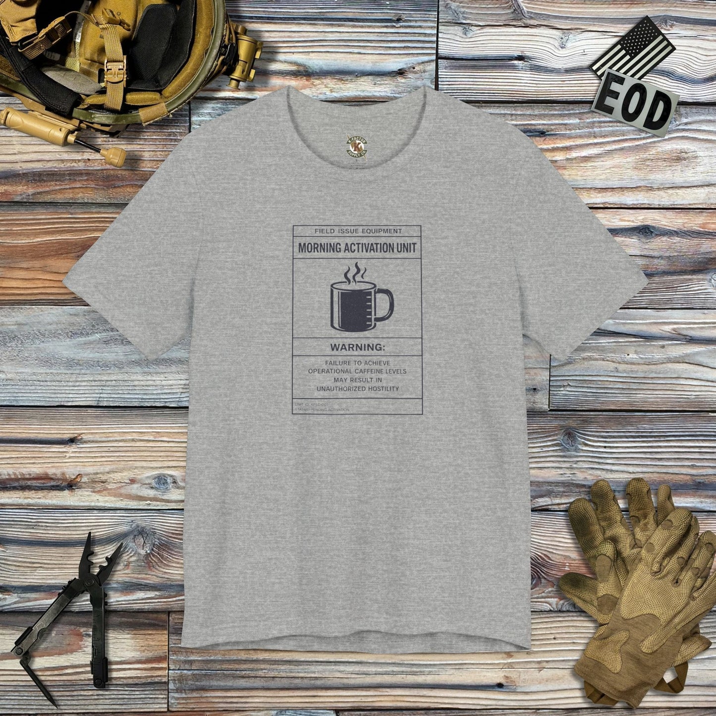 K-Factor Supply Co Caffeine Warning T-Shirt Athletic Heather / S