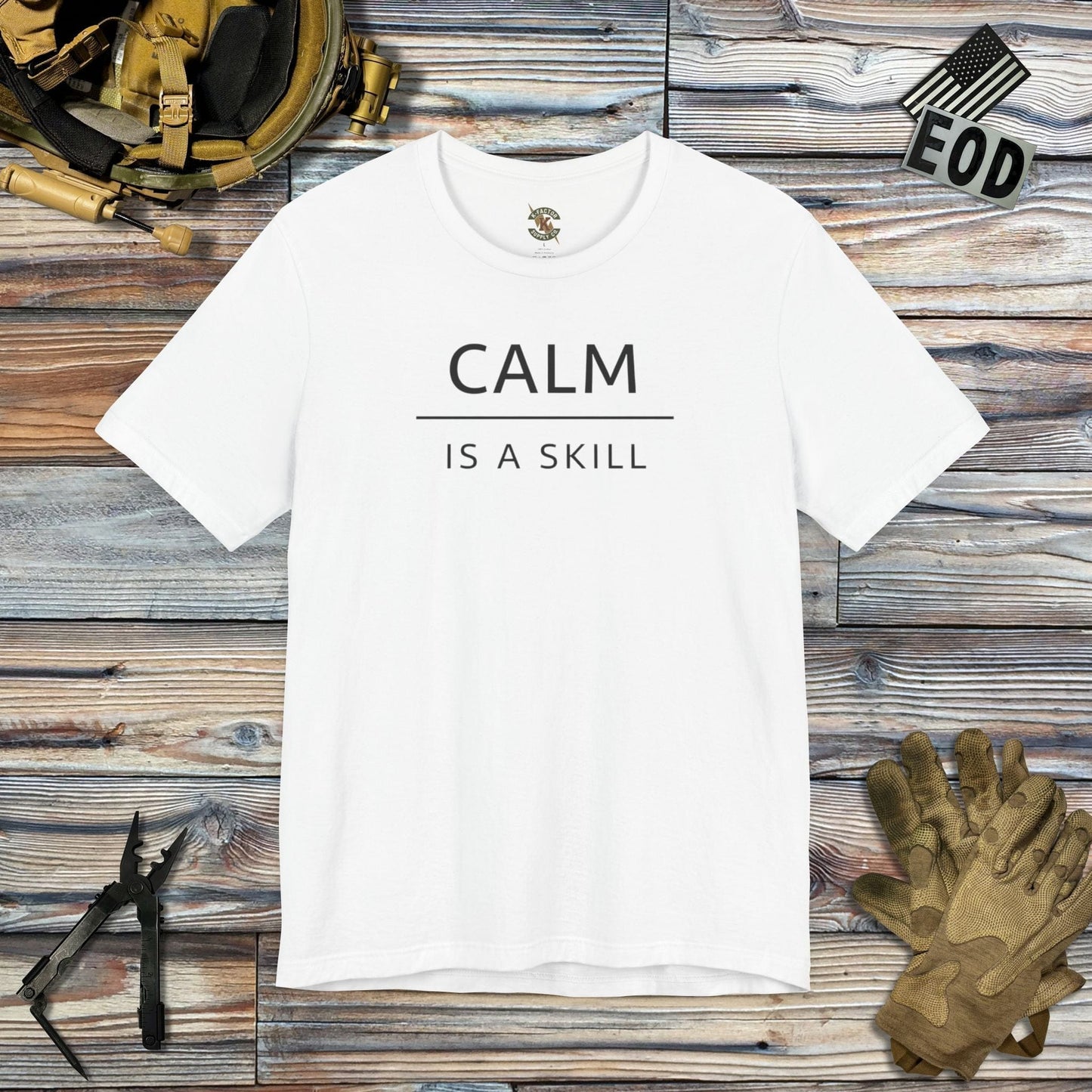 K-Factor Supply Co Calm is a Skill T-Shirt White / S