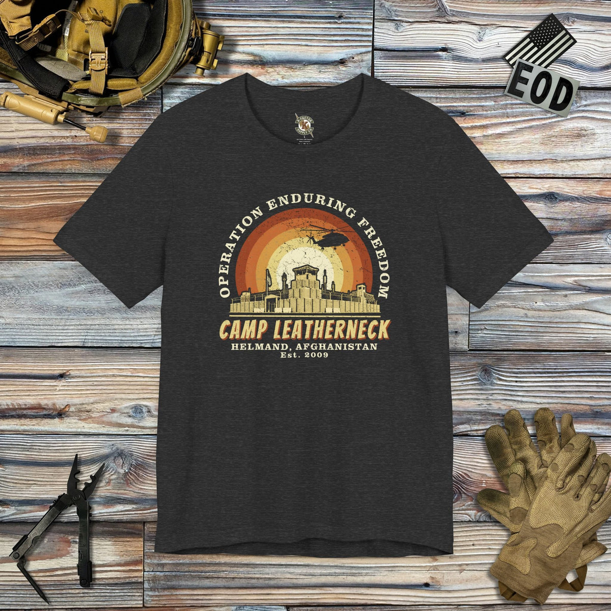 K-Factor Supply Co Camp Leatherneck BCS T-Shirt Dark Grey Heather / S