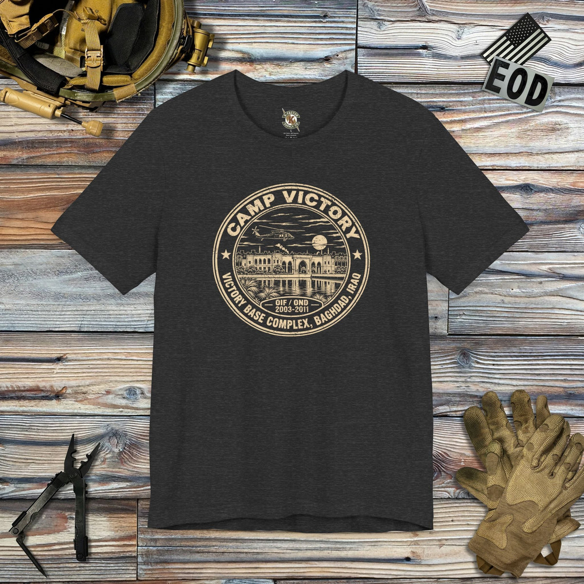 K-Factor Supply Co Camp Victory Icon Mk 2 T-Shirt Dark Grey Heather / S