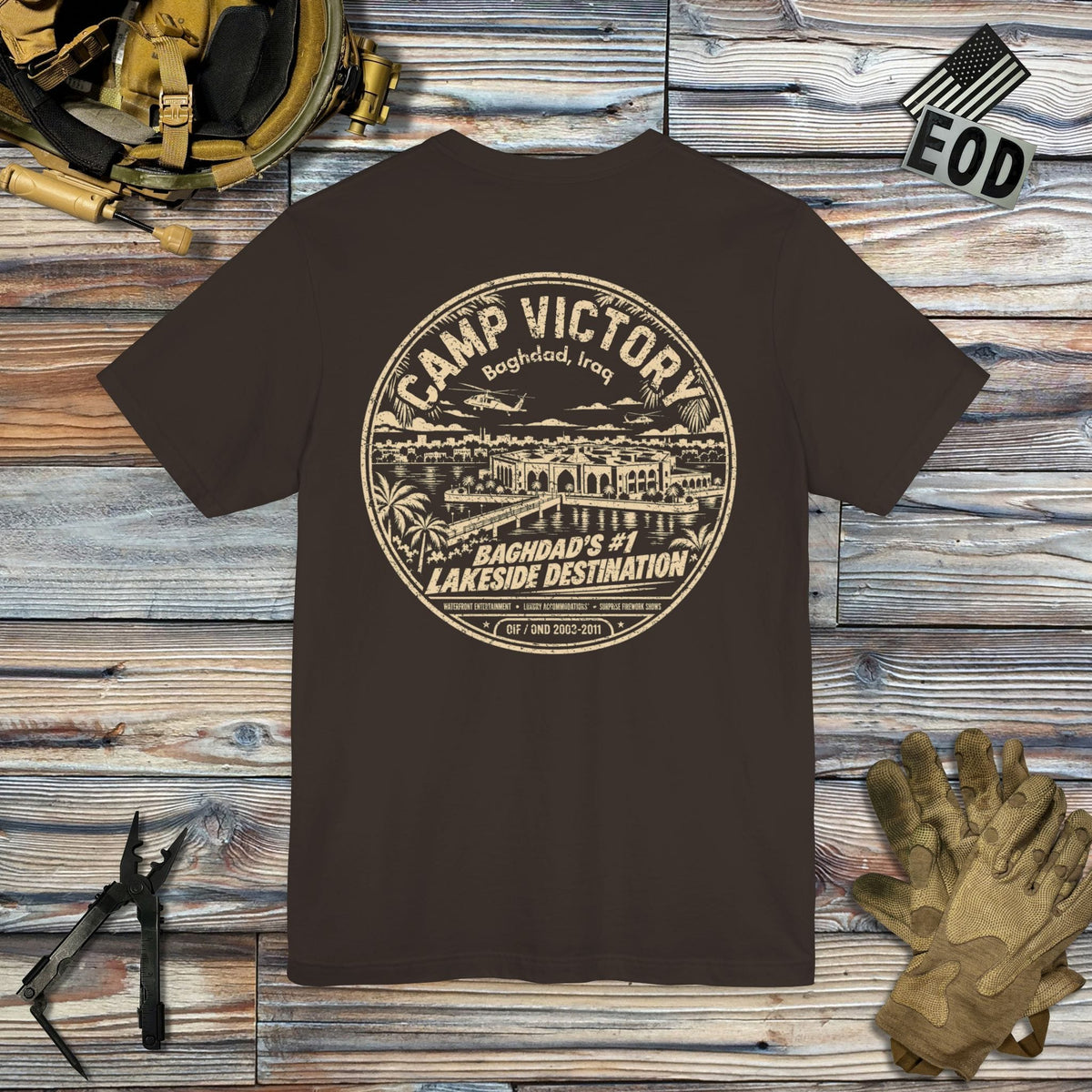 K-Factor Supply Co Camp Victory Lakeside Destination (Back Print) T-Shirt