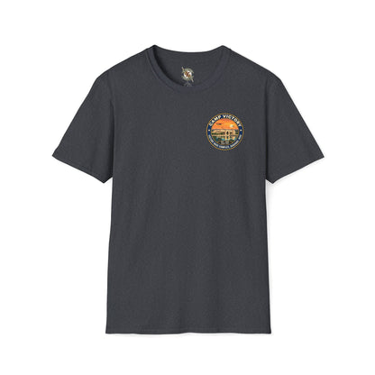 K-Factor Supply Co Camp Victory Travel [Back Print] (B+T) T-Shirt 2XL / Dark Heather Grey