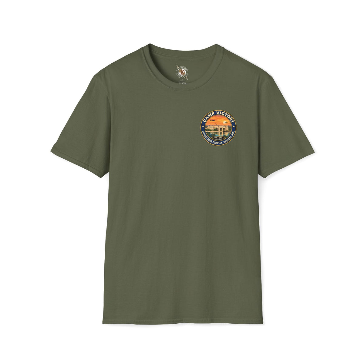 K-Factor Supply Co Camp Victory Travel [Back Print] (B+T) T-Shirt 2XL / Military Green
