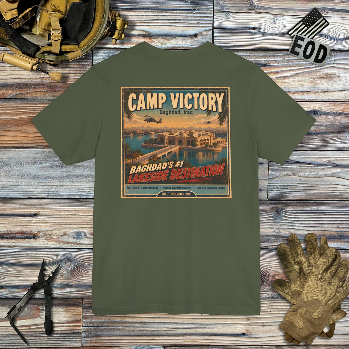 K-Factor Supply Co Camp Victory Travel (Back Print) T-Shirt