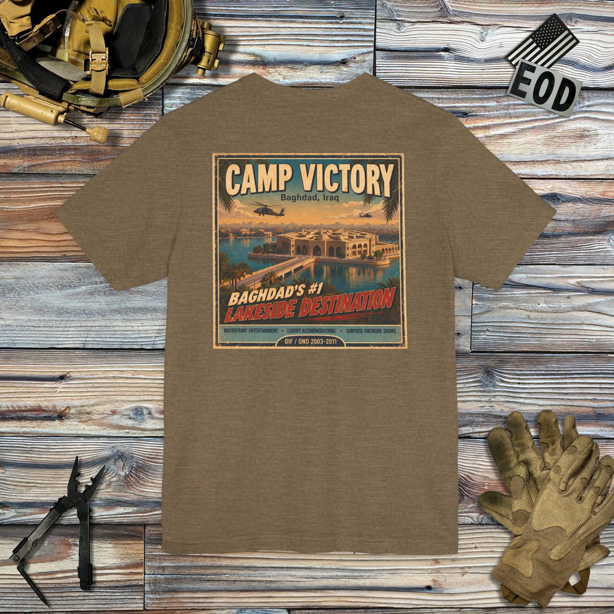 K-Factor Supply Co Camp Victory Travel (Back Print) T-Shirt
