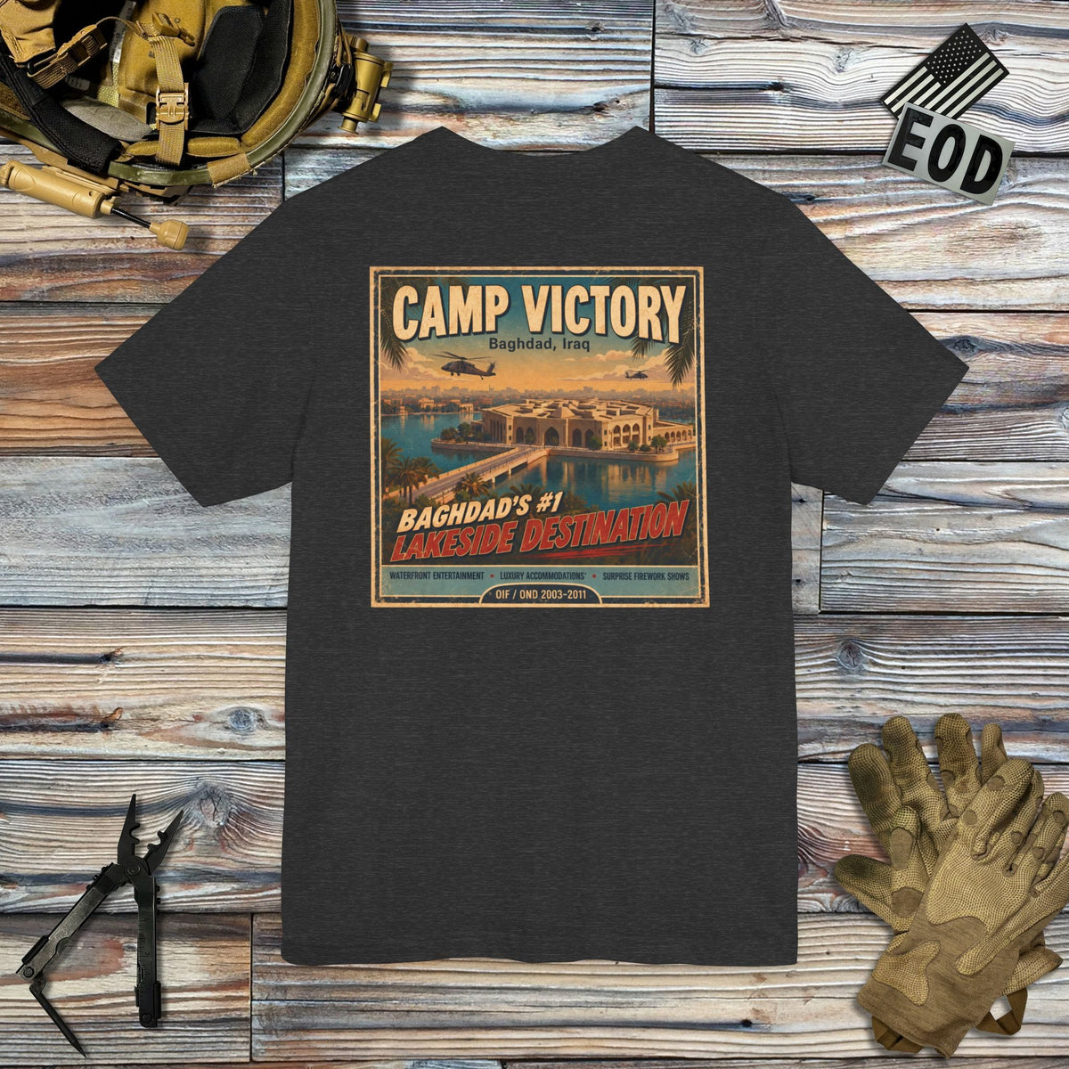 K-Factor Supply Co Camp Victory Travel (Back Print) T-Shirt