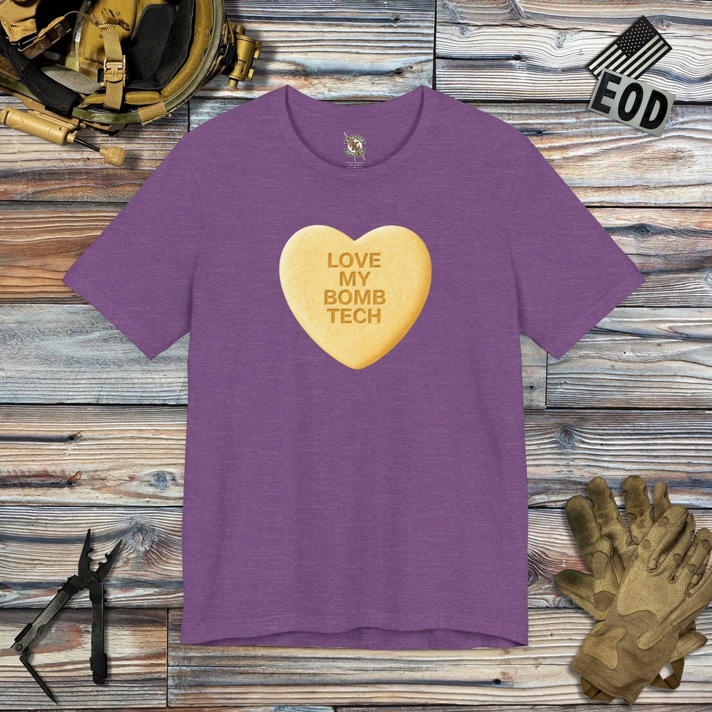 K-Factor Supply Co Candy Heart T-Shirt Heather Team Purple / S
