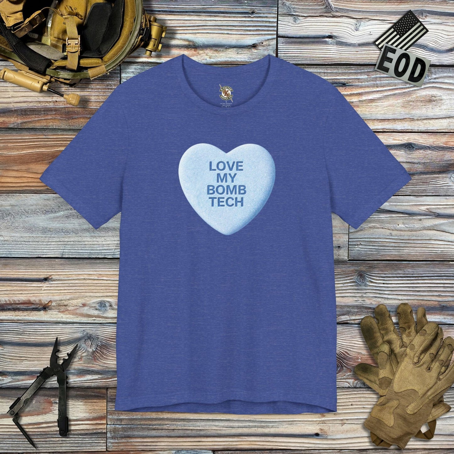 K-Factor Supply Co Candy Heart T-Shirt Heather True Royal / S