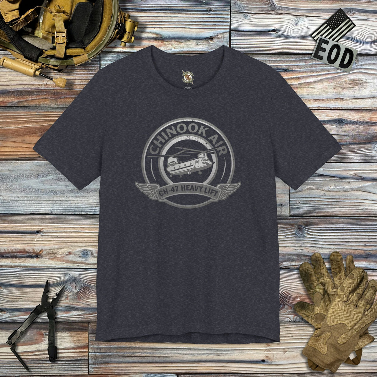 K-Factor Supply Co Chinook Air Icon Mk 1 T-Shirt Heather Navy / S