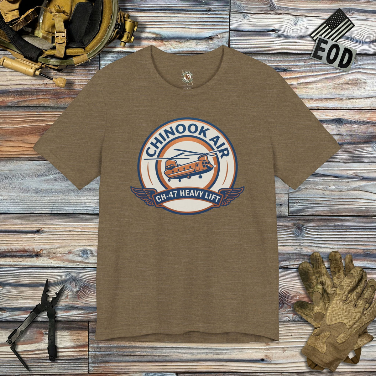 K-Factor Supply Co Chinook Air Icon Mk 2 T-Shirt Heather Olive / S