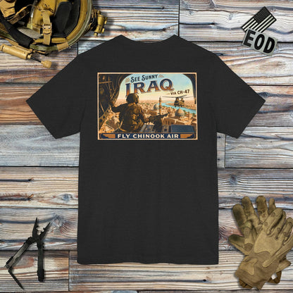 K-Factor Supply Co Chinook Air - Iraq (Back Print) T-Shirt