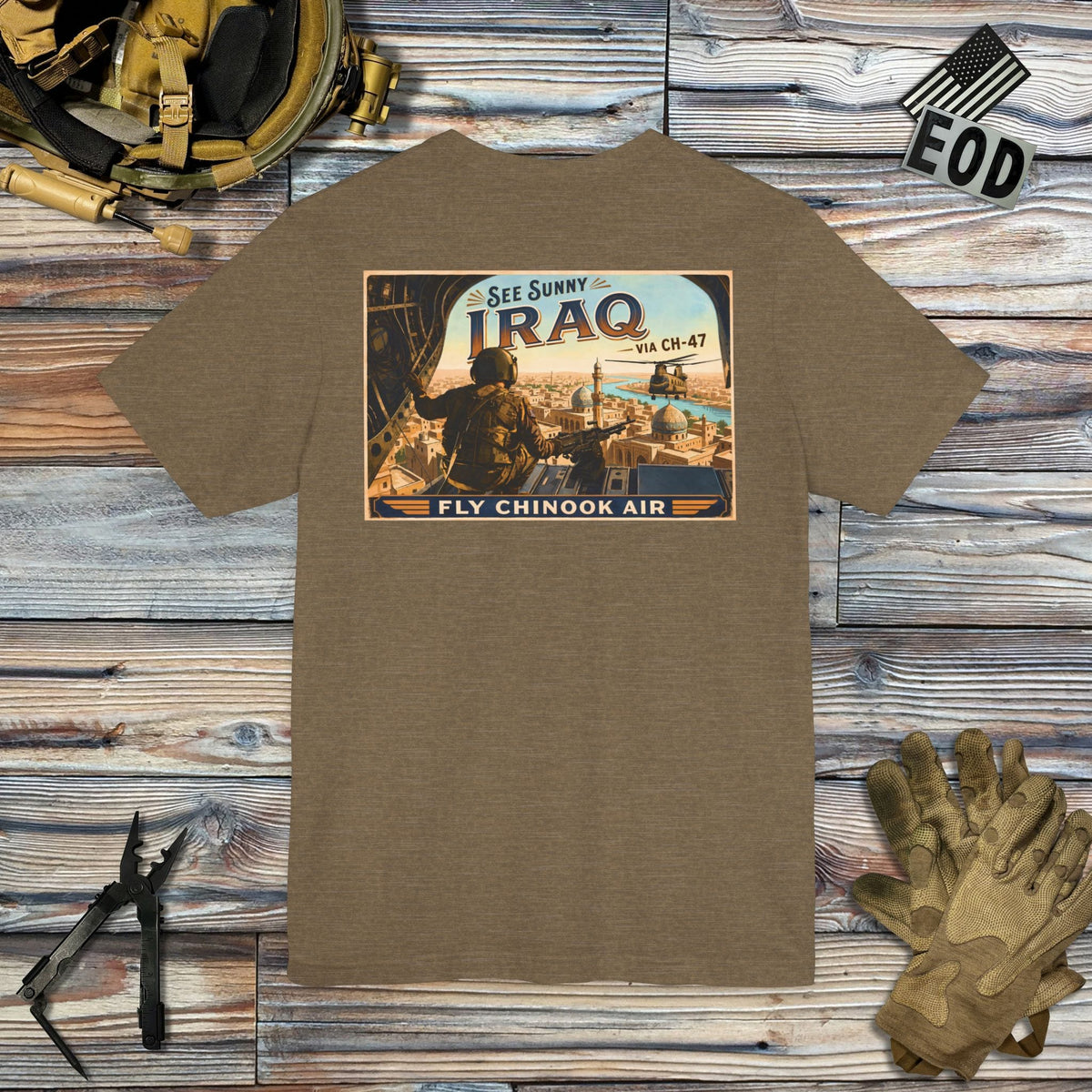 K-Factor Supply Co Chinook Air - Iraq (Back Print) T-Shirt