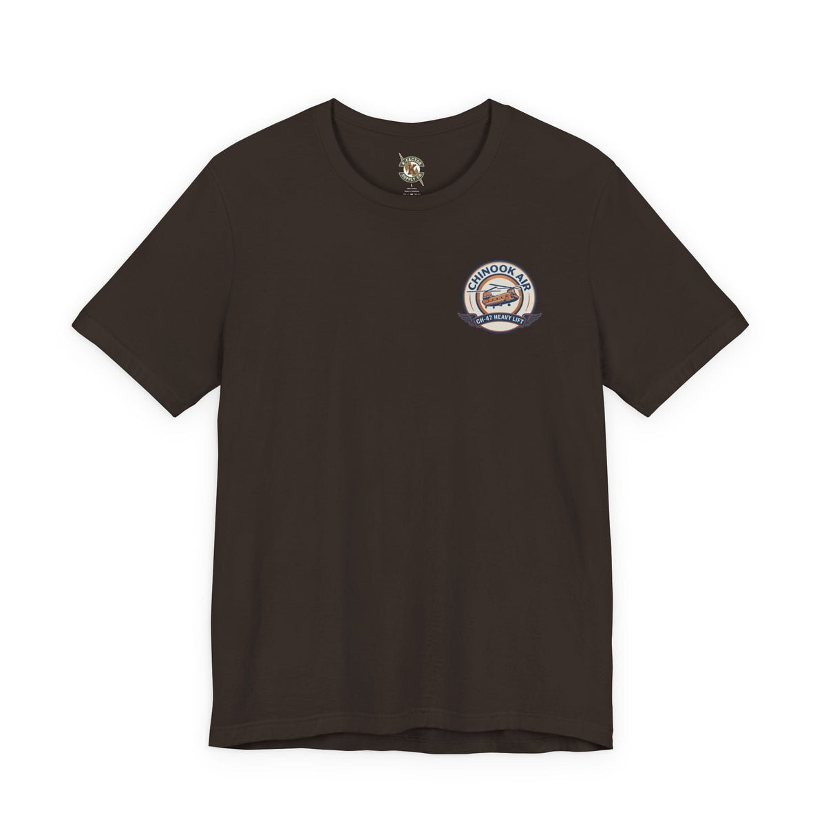 K-Factor Supply Co Chinook Air - Iraq (Back Print) T-Shirt Brown / S