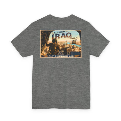 K-Factor Supply Co Chinook Air - Iraq (Back Print) T-Shirt Deep Heather / M