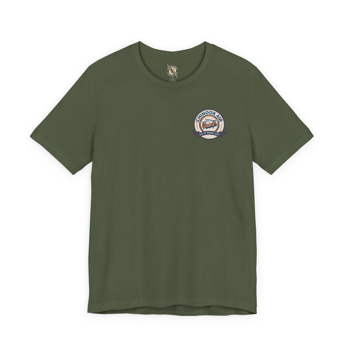 K-Factor Supply Co Chinook Air - Iraq (Back Print) T-Shirt Military Green / S