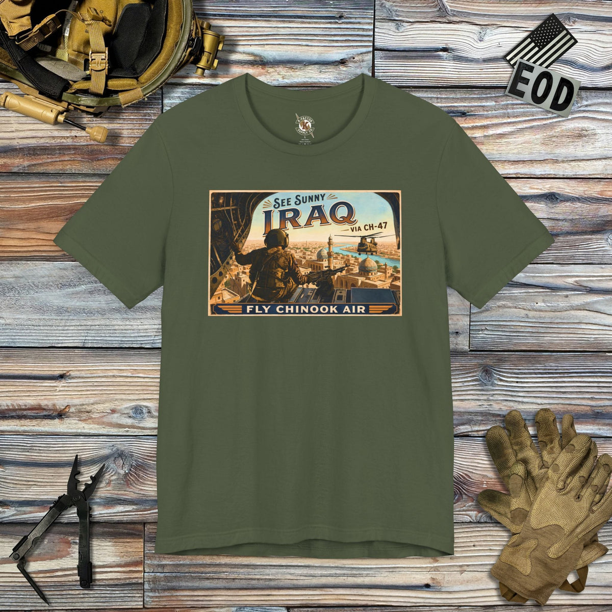 K-Factor Supply Co Chinook Air - Iraq T-Shirt Military Green / S