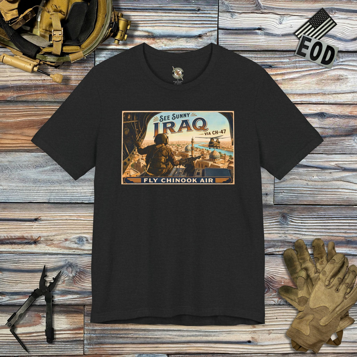 K-Factor Supply Co Chinook Air - Iraq T-Shirt Solid Black Blend / S