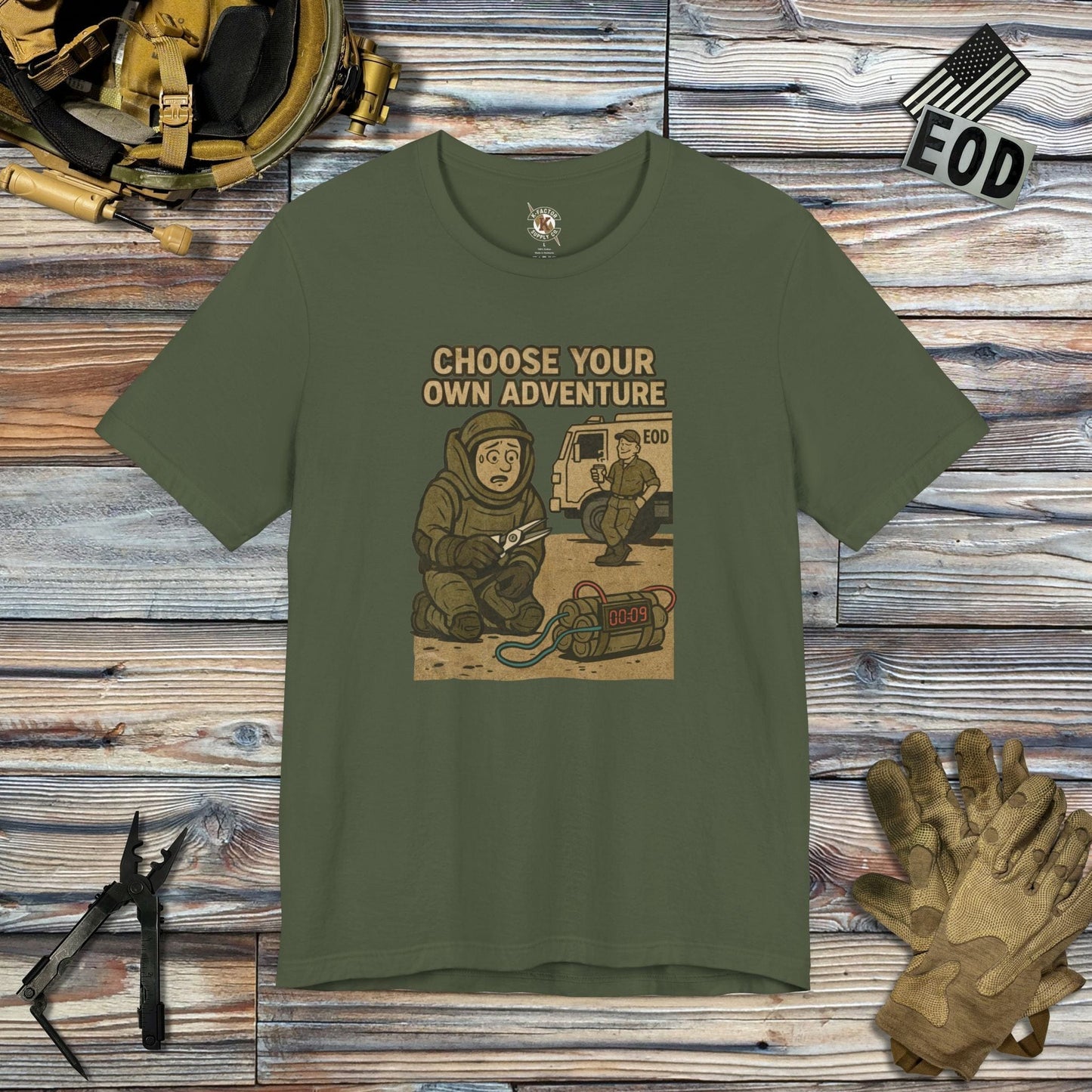 K-Factor Supply Co Choose Your Own Adventure T-Shirt Military Green / S