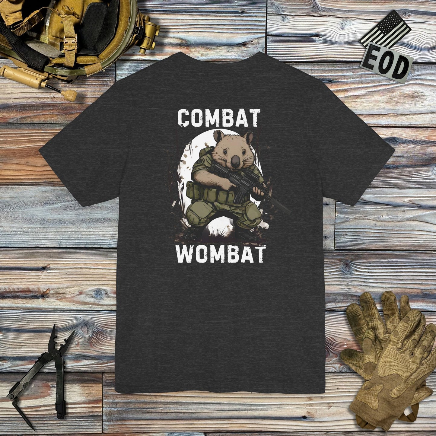K-Factor Supply Co Combat Wombat (Back Print) T-Shirt Dark Grey Heather / S