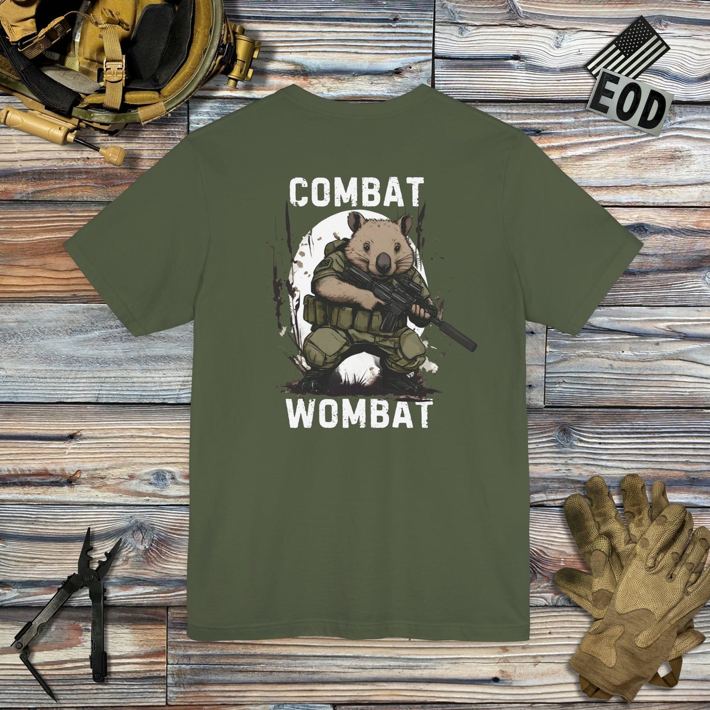 K-Factor Supply Co Combat Wombat (Back Print) T-Shirt Military Green / S