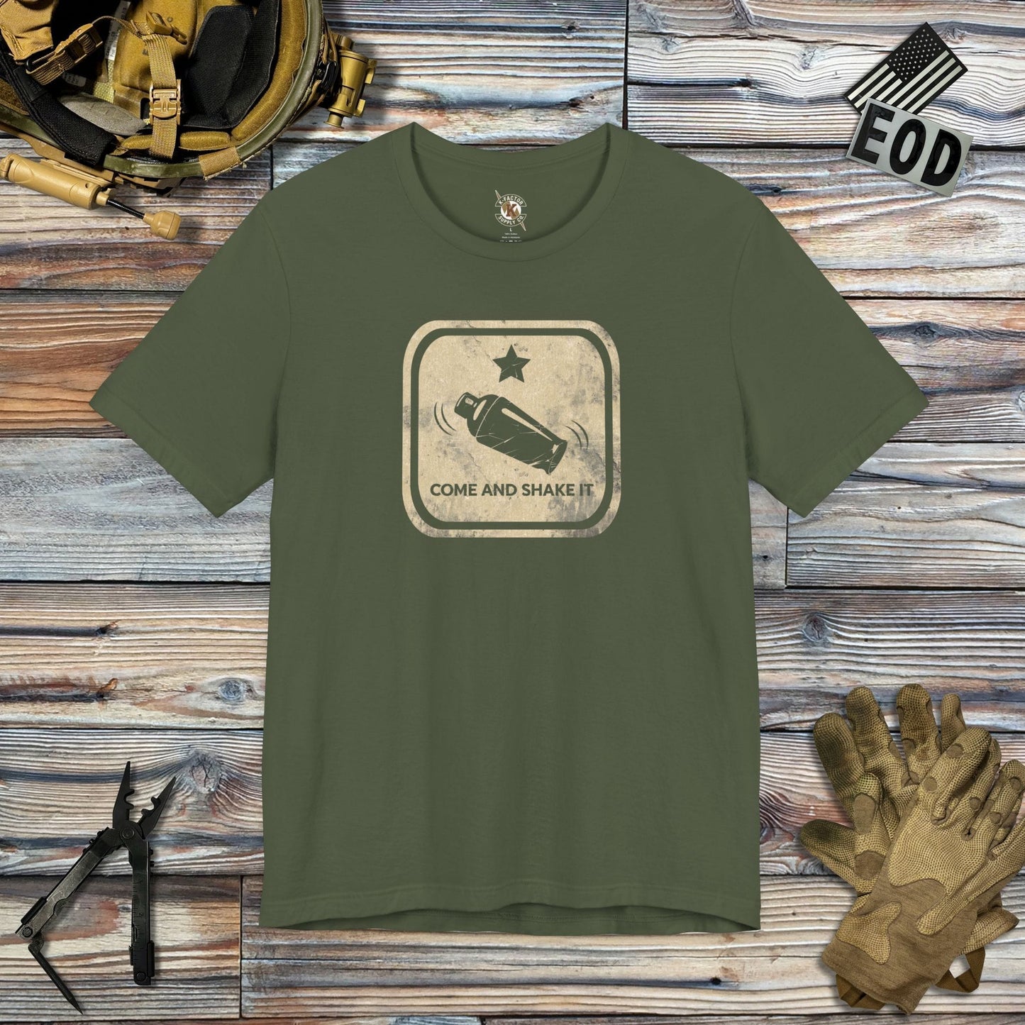 K-Factor Supply Co Come and Shake It Mk 2 T-Shirt Military Green / S