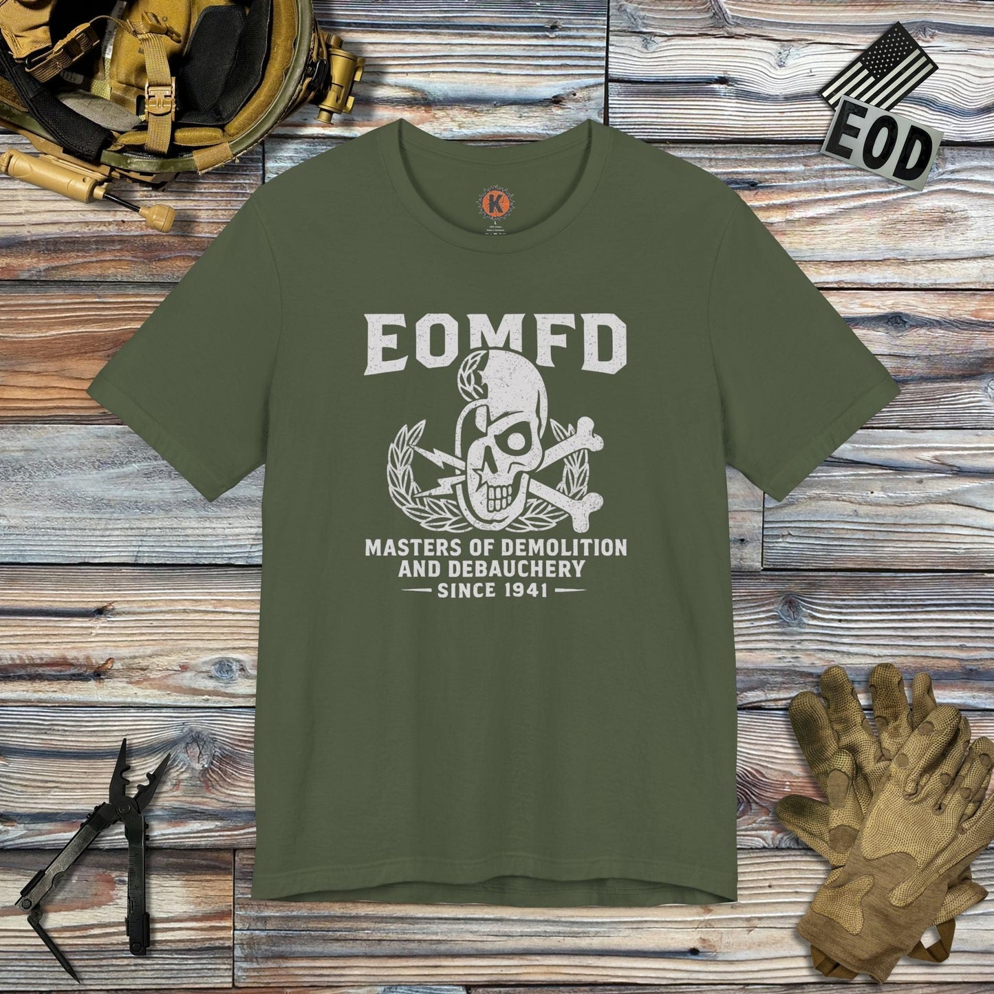 K-Factor Supply Co Demolition and Debauchery Mk 1 T-Shirt Military Green / S